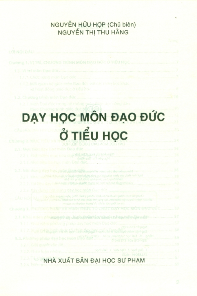 DẠY HỌC MÔN ĐẠO ĐỨC Ở TIỂU HỌC